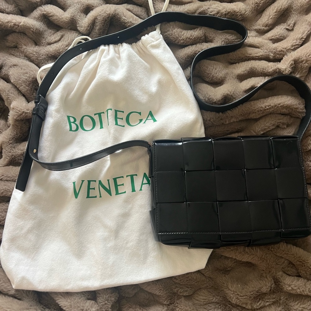Bottega Veneta Black Intrecciato Woven Leather Crossbody